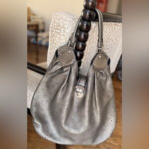 XL Silver Metallic Louis Vuitton Monogram Mahina Leather Hobo